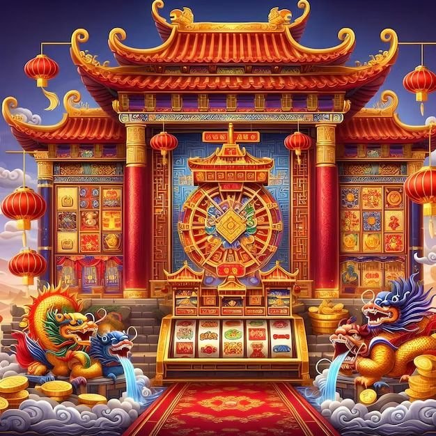 Mesin slot digital dengan visual animasi berwarna-warni yang memikat pemain